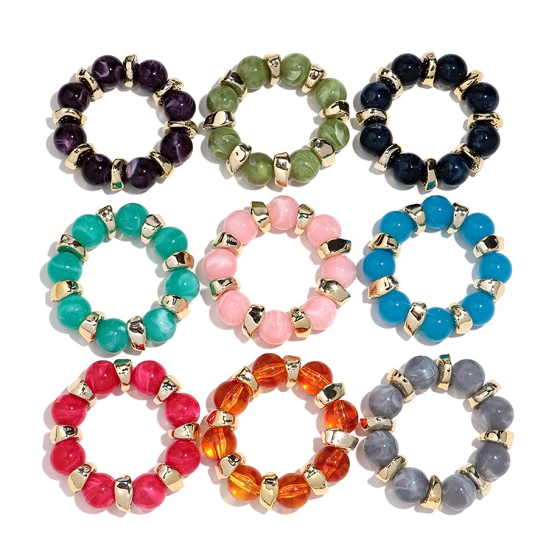 Party Bracelet Factory - Casual 2025 Party Jewelry Beaded Bracelet Gold Hammered Irregular CCB Bead Marble