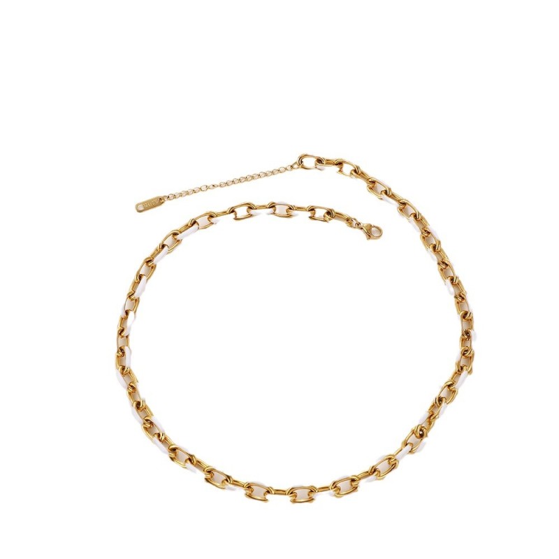 Drop Oil Set Supplier - 2025 New Fashion Drop Oil Titanium Steel Bracelet Necklace Small Fresh Gold Colorful Bracelet
