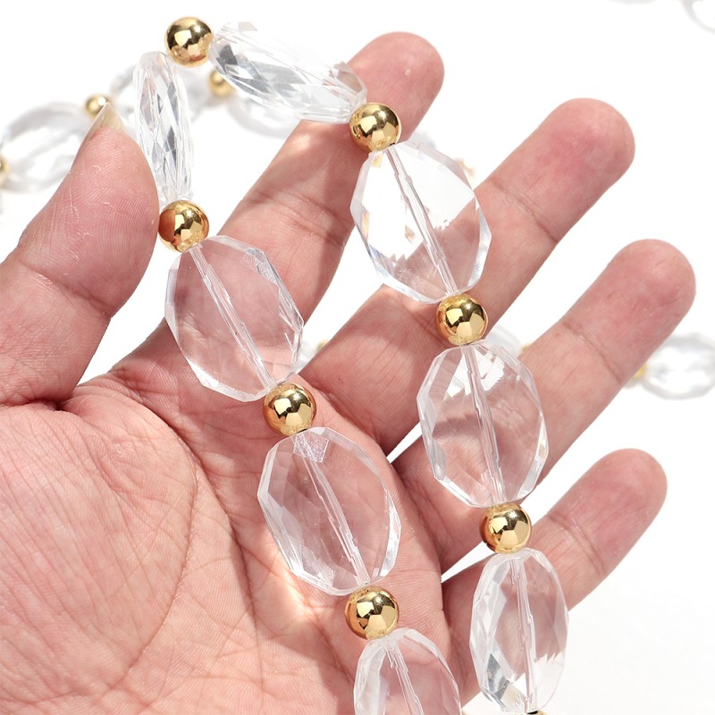 Crystal Necklace Manufacturer - New Fashionable Crystal Jewelry Gold CCB Beads Irregular Transparent Beaded