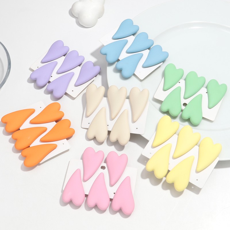 Hair Clip Manufacturer - Fashion Simple Heart Jewelry Hair Accessories 8 Pieces/Set Matte Sweet Heart Hair Clip Set