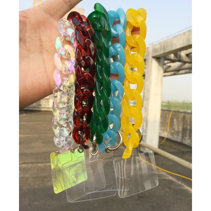 Handmade Chain Manufacturer - Ins New Hot Selling Handmade Mobile Phone Pendant Accessory Laser Marbling Acrylic Chain