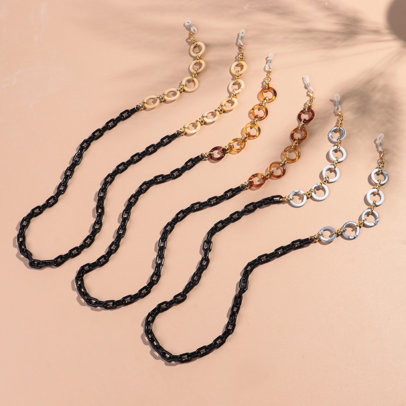 Resin Chain Factory - Wholesale Europe American New Resin Chain Thin Sunglasses Holder Personality Amber Marble