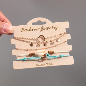 Hawaiian Set Supplier - Popular Hawaiian 5pcs/set Holiday Jewelry Shell Anklet Devil's Eye Pendant Moon Alloy Disc Sexy