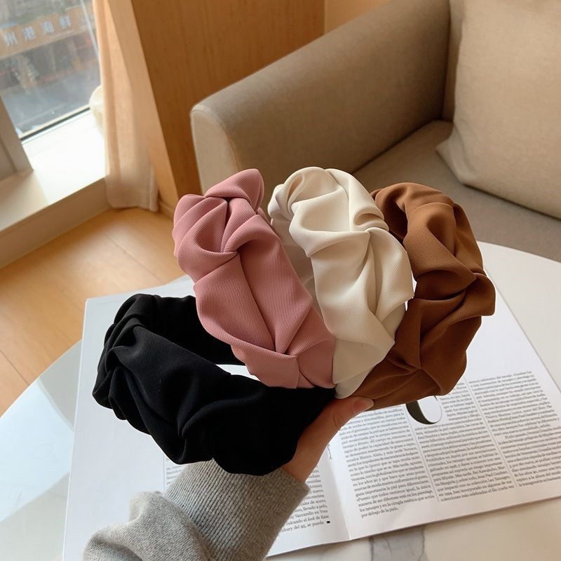 Headbands Factory - New Arrival Designer Women's Headbands Pleated Solid Color Wide Edge Hair Band Elegant