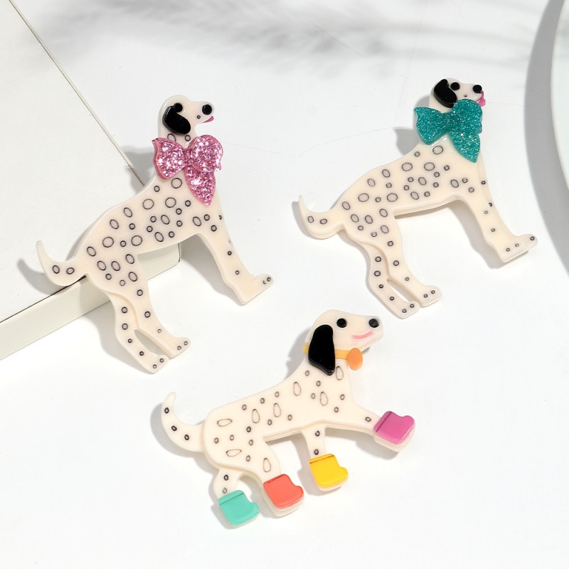Puppy Brooch Factory - Cartoon Cute Puppy Brooch Shiny Glitter Bow Tie Fun Colorful Shoes Dalmatian Dogs