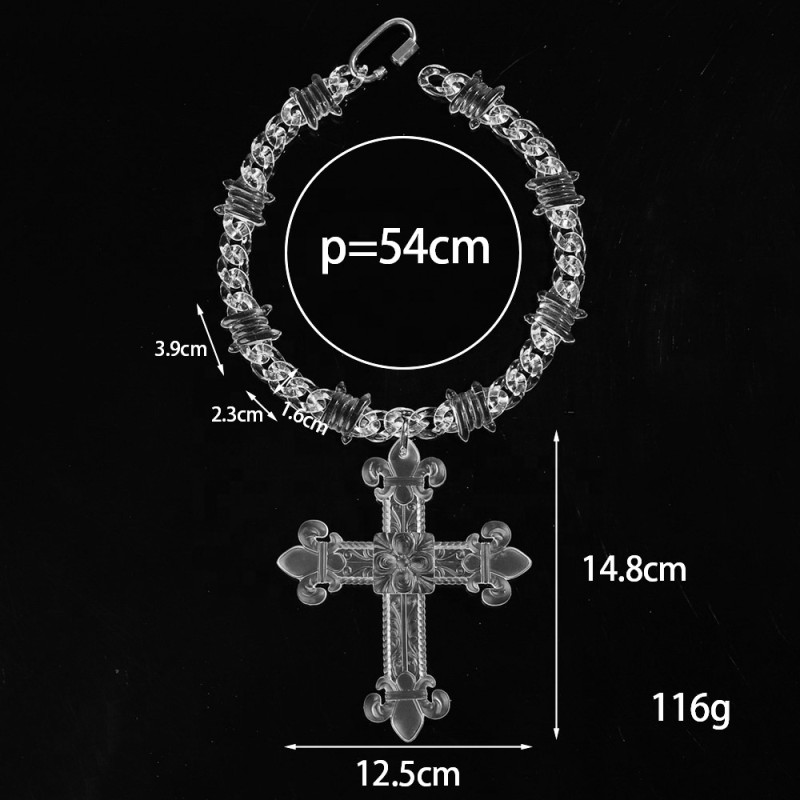 Hip Hop Necklace Factory - 2025 Hip Hop Men's Jewelry Cuban Necklace Custom 3D Resin Pendant Clear Cross