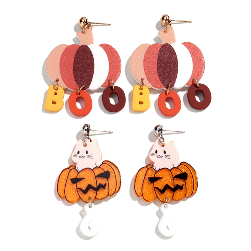 Cat Earrings Supplier - Cute Cartoon Cat Women's Earrings Fish Animals Funny Pumpkin Letter Tassel