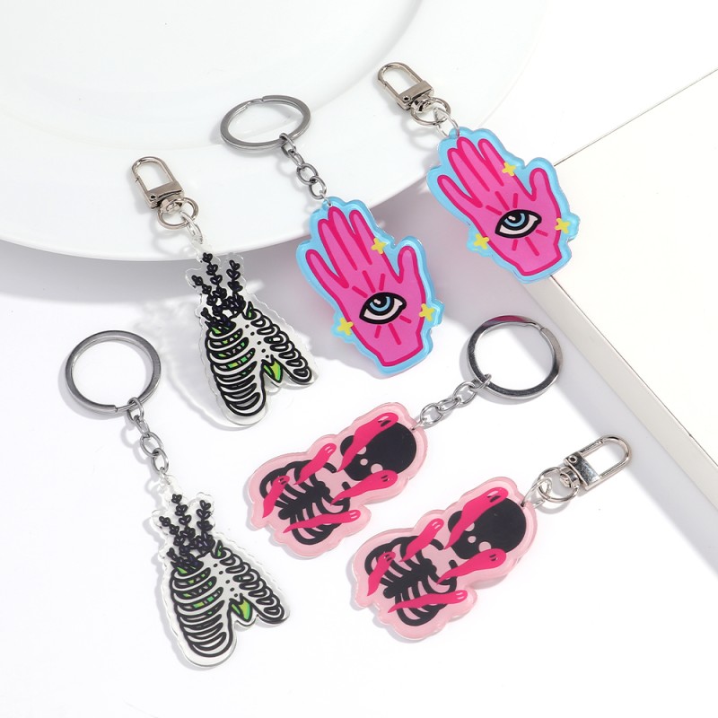 Punk Keyring Factory - Wholesale Popular Customized Pattern Decorated Fun Punk Style Keyring Acrylic Key Chain