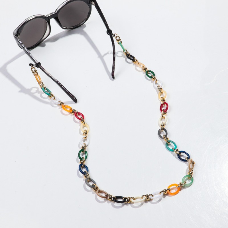 Bohemia Chain Supplier - 2025 Fashion Bohemia Glass Marble Long Glasses Chain Colorful Mask Casual Jade