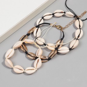 Adjustable Set Factory - Adjustable Boho Style Natural Shell Bracelet and Anklet New Hawaiian Beach Sexy Sweet Girl Gift