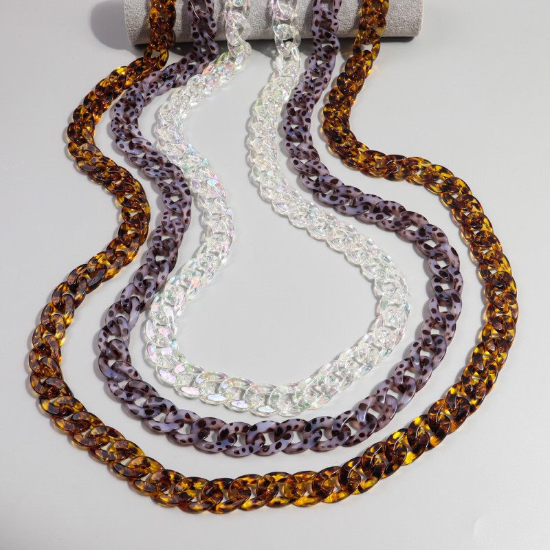 DIY Chain Factory - Fashion 2024 DIY Mobile Phone Chain Accessories Laser Pearl Sexy Leopard Print Chunky Links