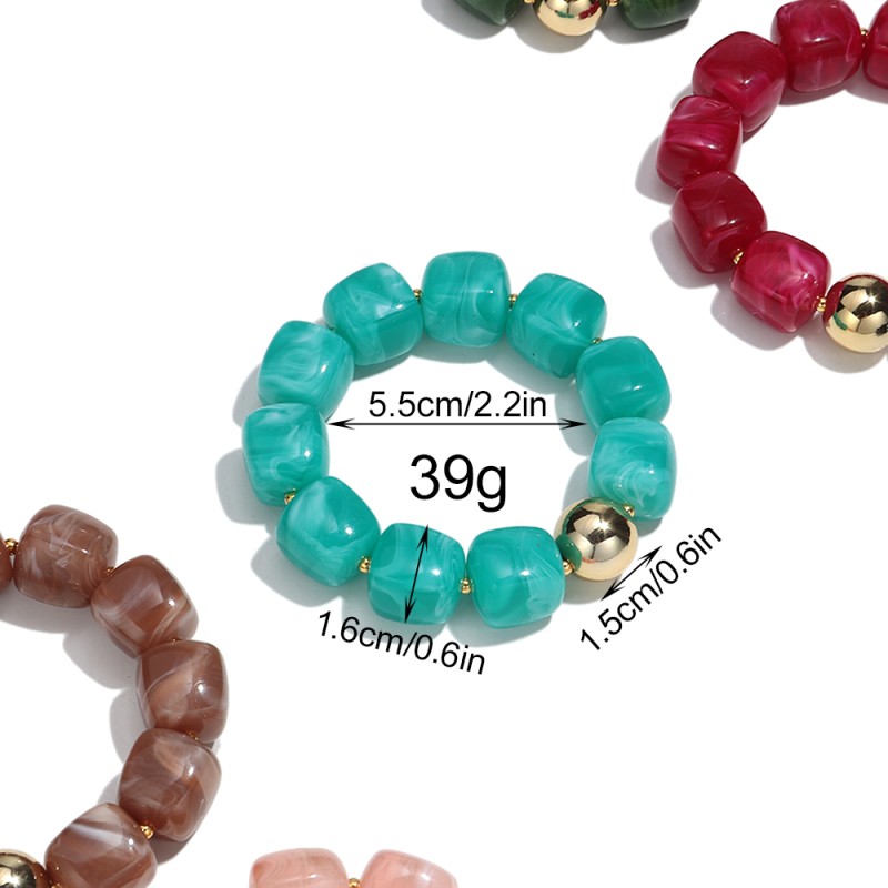 Bohemian Bracelet Supplier - Simple Bohemian Style Women's Bracelet Jewelry Colorful Marble Resin Geometric Square