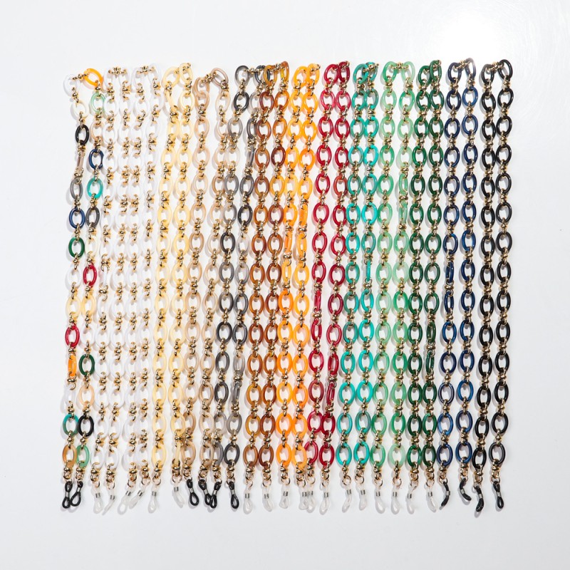 Bohemia Chain Supplier - 2025 Fashion Bohemia Glass Marble Long Glasses Chain Colorful Mask Casual Jade
