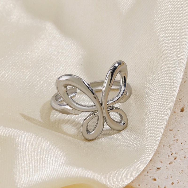 Butterfly Ring Factory - High Sales High Quality Atmospheric Simple butterfly element Design Unique Stainless Steel