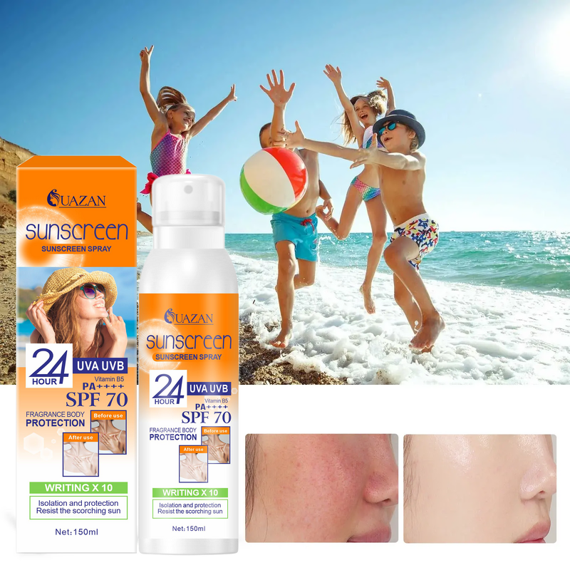 Organic Vegan Sunscreen SPF 70 Manufacturer - Whitening Long-lasting UVA UVB Sunblock Spray for Face & Body
