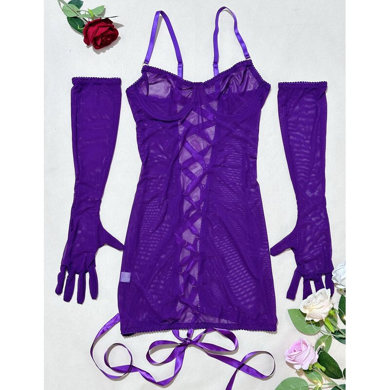 Halter Bra & Jumpsuit Set Manufacturer - Lace Sheer Mesh with Adjustable Straps