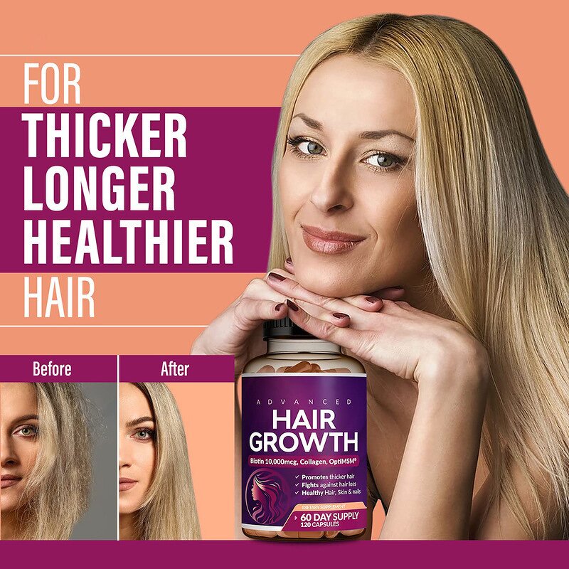Softgel Capsule Manufacturer - Hair Growth Formula with Magnesium, 60/120 Count