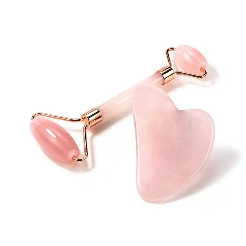 Rose Quartz Facial Roller and Gua Sha Manufacturer - Natural Skin Massage Tools for Anti-Wrinkle