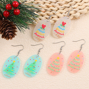 Christmas Tree Acrylic Earrings Manufacturer - Personalized Candy Colored for Women