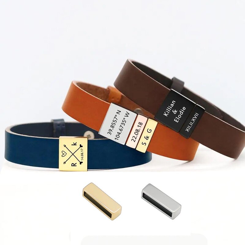 Leather Bracelets Manufacturer - Custom Stainless Steel Beads with Engraved Names