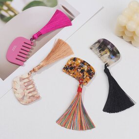 Hair Comb Manufacturer - Custom Acetate Keychain Pendant with Fringe