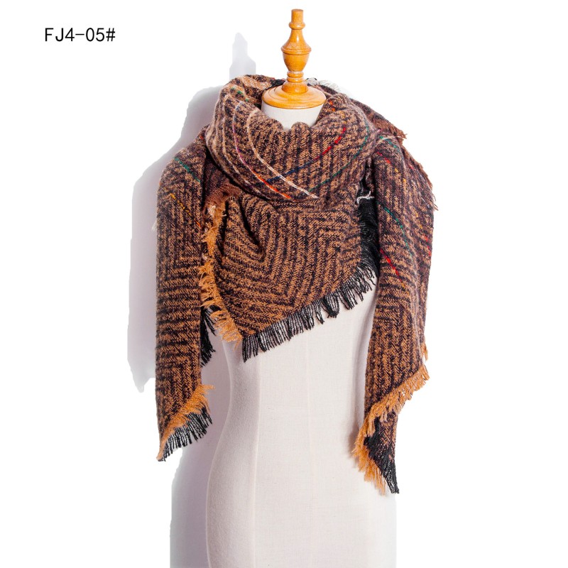 Knitted Scarf Manufacturer - OEM Fringe Acrylic Viscose Traditional Shawl