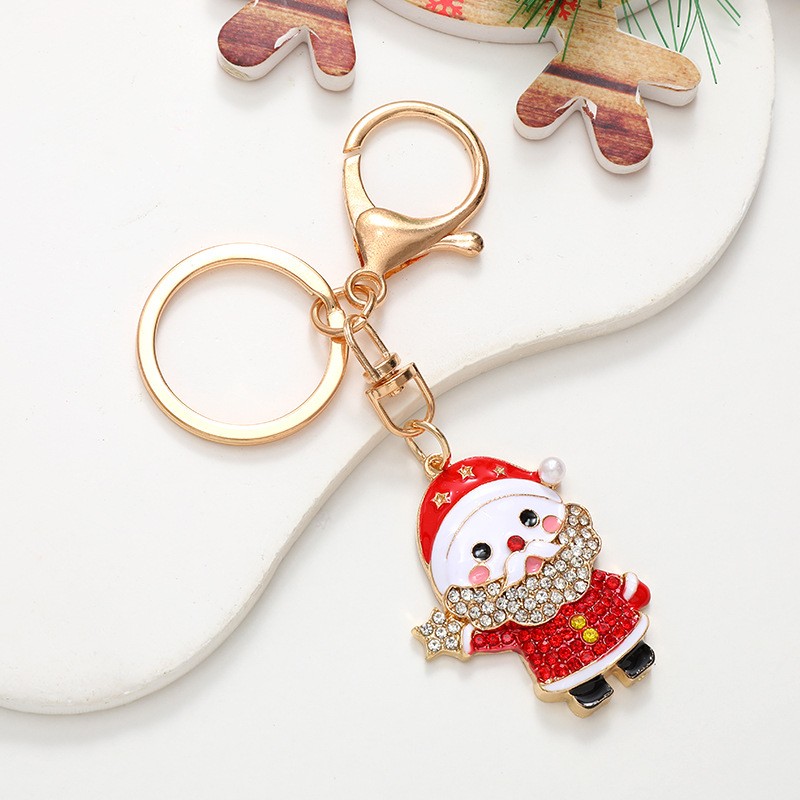 Christmas Keychain Factory - OEM Diamond Santa Elk Snowman Pendant Gift