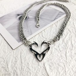 Men's Necklace Factory - OEM Hollow Heart Pendant Hip Hop Chain Jewelry