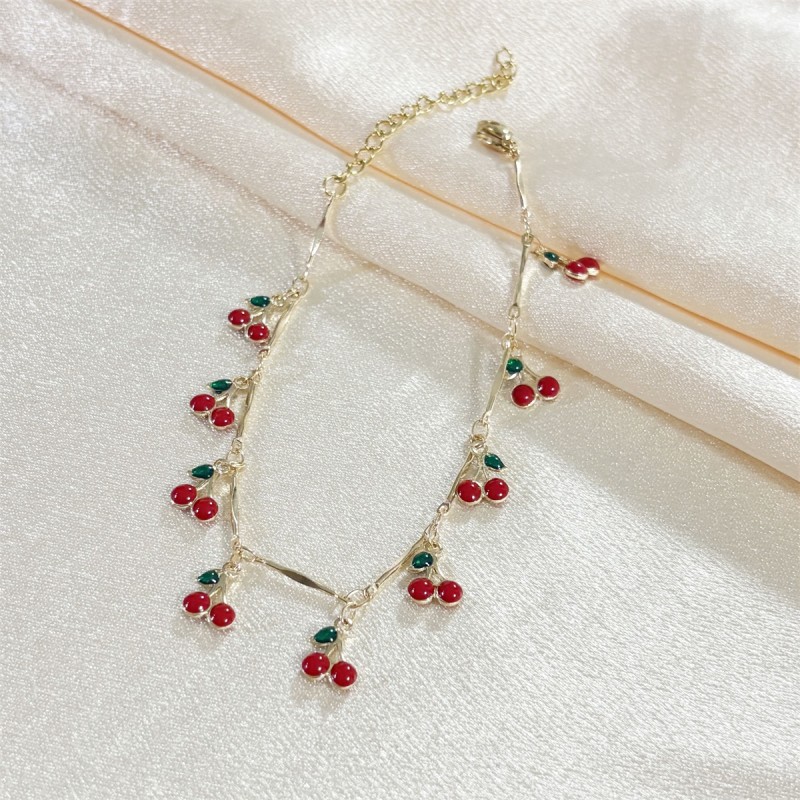 Cherry Bracelet Factory - OEM Red Cherry Pendant Around Chains for Women