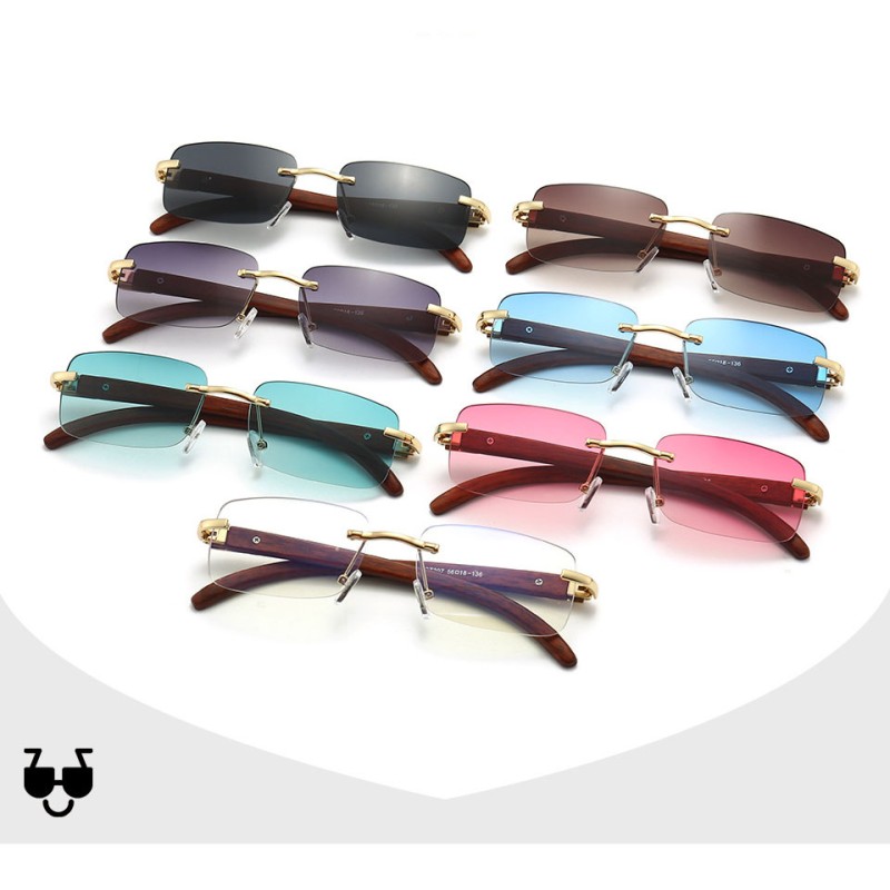 Rimless Sunglasses Factory - OEM Marine Trim Wood Grain Temple Glasses