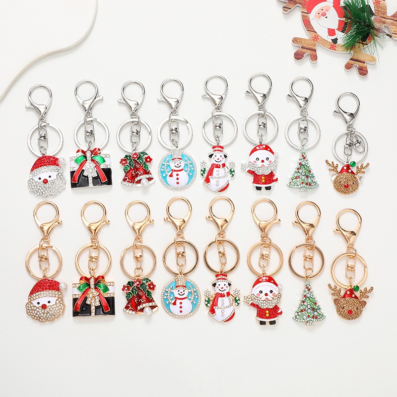Christmas Keychain Factory - OEM Diamond Santa Elk Snowman Pendant Gift