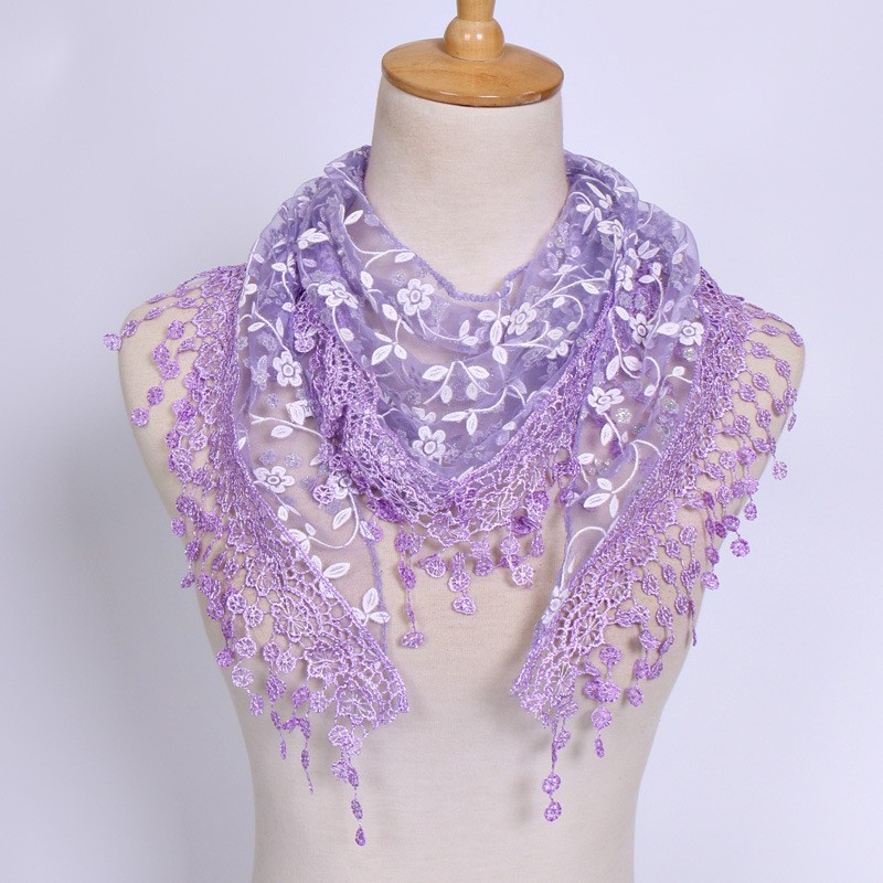 Triangle Scarf Factory - OEM 23 Colors Lace Cutout Solid Color Women