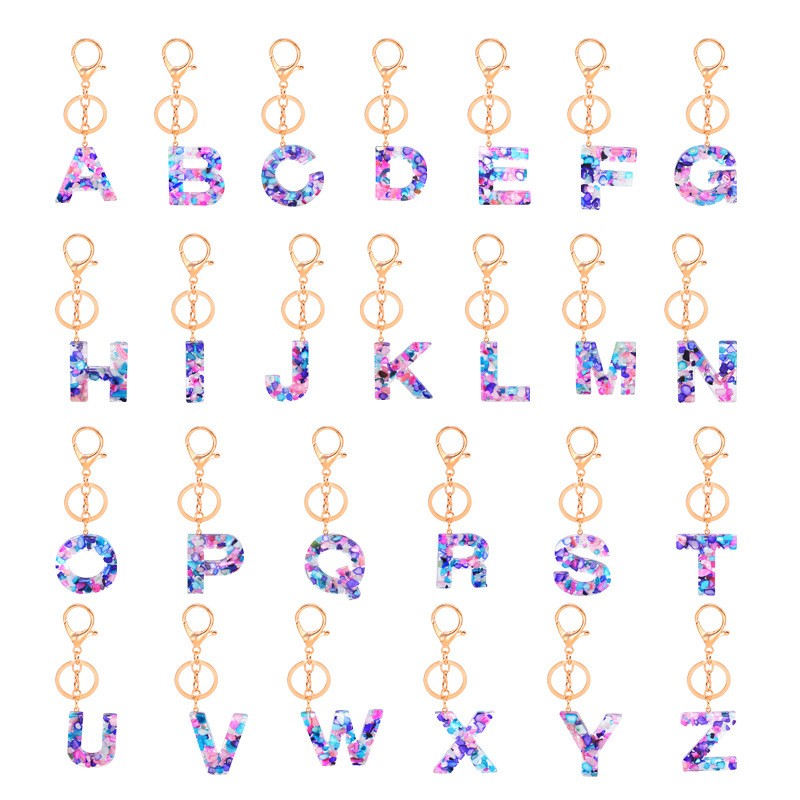 Custom Keychain Factory - OEM 26 Letter Sequins Pendant Gift Key Ring