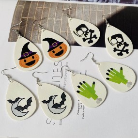 Leather Earrings Manufacturer - OEM Drop-shaped Pumpkin Lamp Double-sided