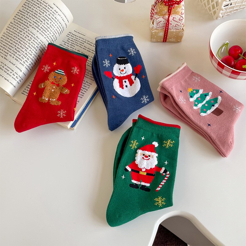 Christmas Socks Manufacturer - OEM Snowman Santa Claus Cartoon Crew Socks