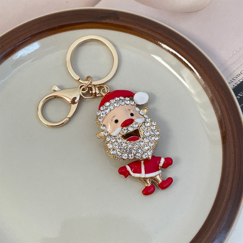 Santa Keychain Manufacturer - OEM Diamond Rhinestone Cute Christmas Gift