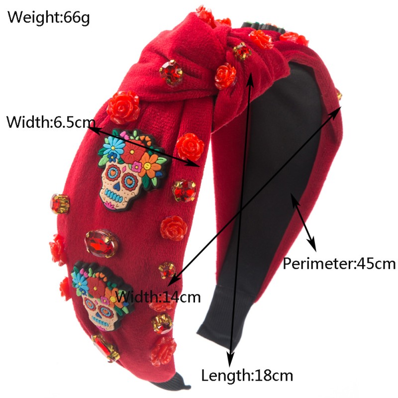 Halloween Headband Factory - OEM Velvet Cartoon Skull Rose Holiday Band