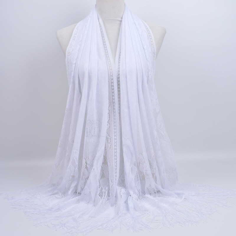 Silk Scarf Factory - OEM 20 Colors Lace Hollow Fringe Long Shawl
