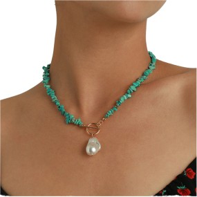 Choker Necklace Manufacturer - OEM Bohemian Geometric Baroque Pearl Pendant