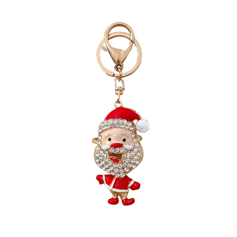 Santa Keychain Manufacturer - OEM Diamond Rhinestone Cute Christmas Gift