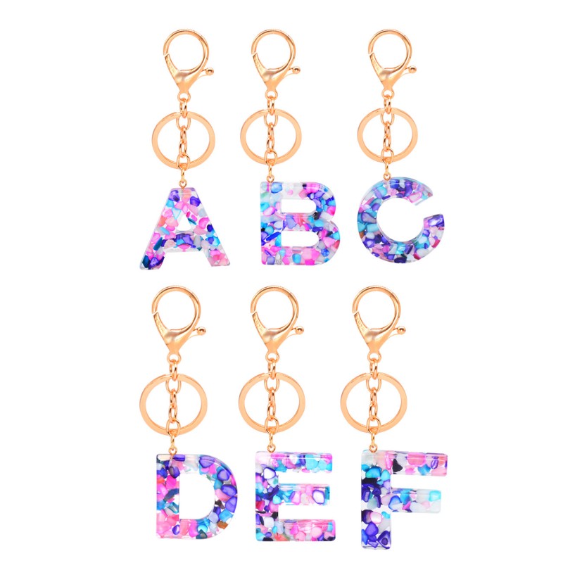 Custom Keychain Factory - OEM 26 Letter Sequins Pendant Gift Key Ring