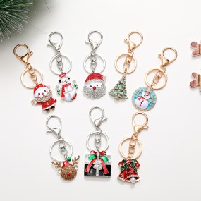 Christmas Keychain Factory - OEM Diamond Santa Elk Snowman Pendant Gift