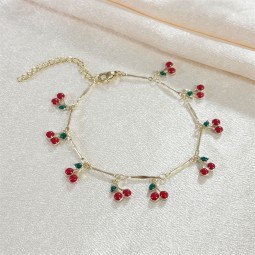 Cherry Bracelet Factory - OEM Red Cherry Pendant Around Chains for Women