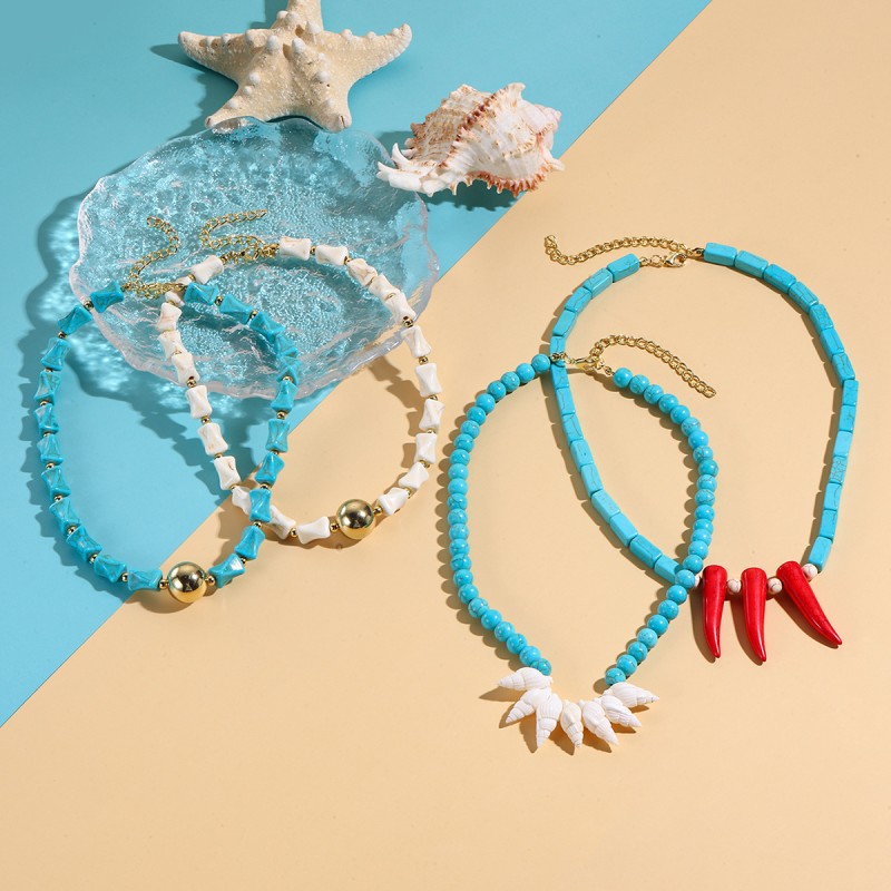 Turquoise Necklace Manufacturer - OEM Summer Ocean Starfish Conch Pendant