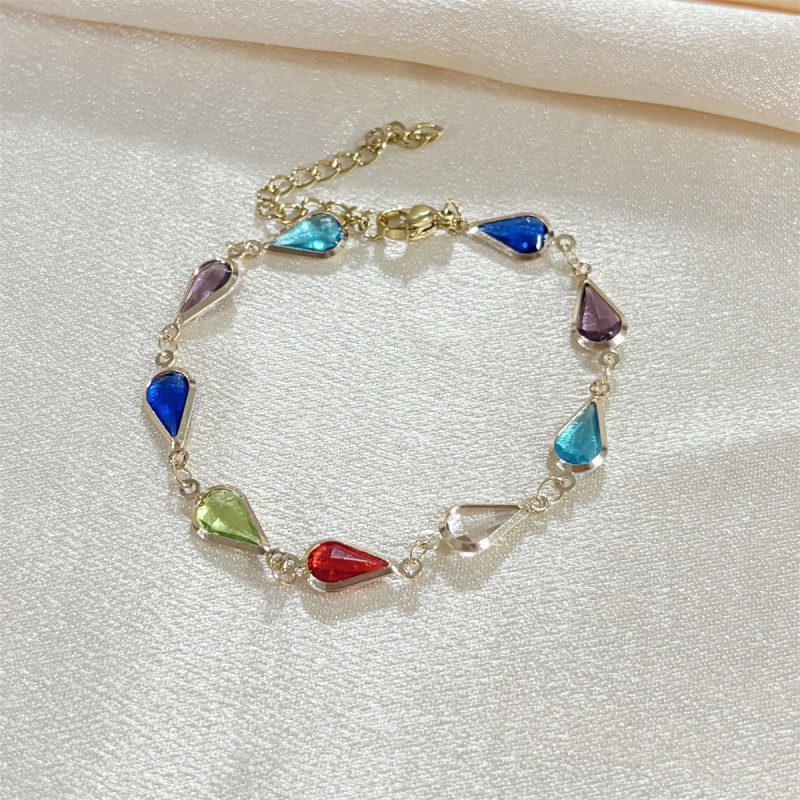 Gold Plated Bracelet Manufacturer - OEM Crystal Multi Colors Square Shapes