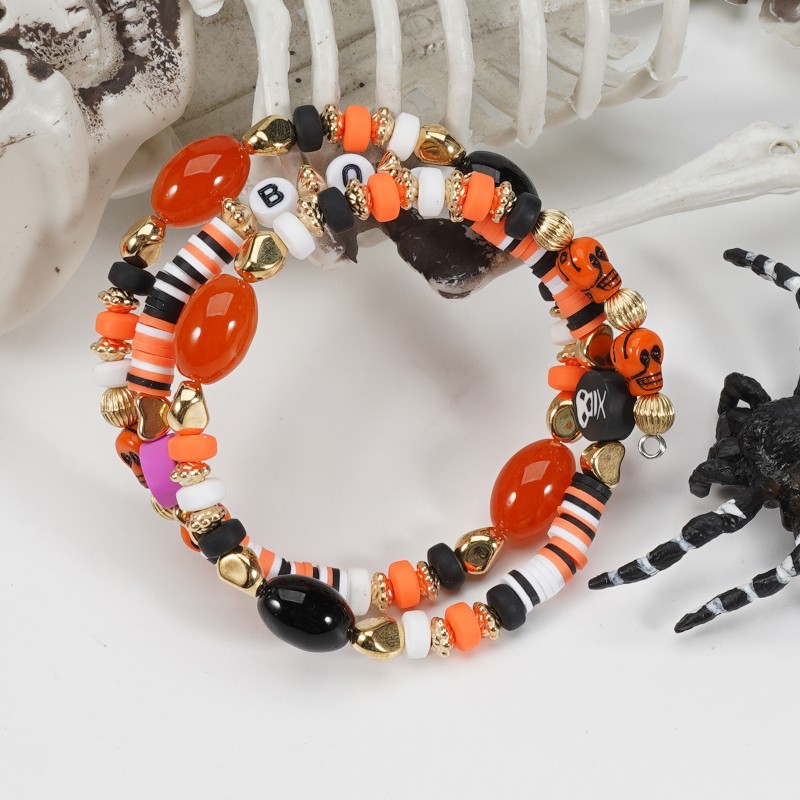 Halloween Bracelet Manufacturer - OEM 3PC Clay Letter String Beads Party