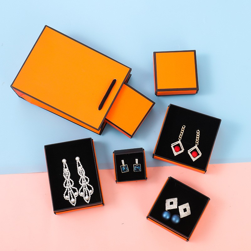 Jewelry Box Manufacturer - OEM Orange Earrings Brooch Ring Gift Wrap Box