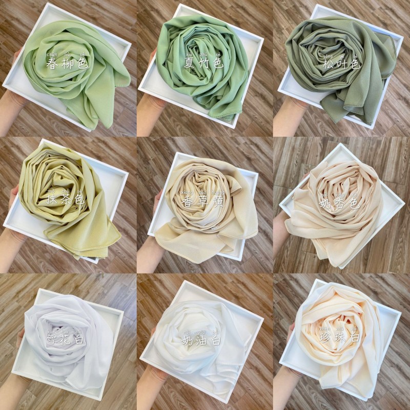 Chiffon Scarf Manufacturer - OEM 54 Colors Solid Headscarf Women Hijab