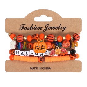 Halloween Bracelet Factory - OEM 4pcs Bat Pumpkin Spider Crystal Clay