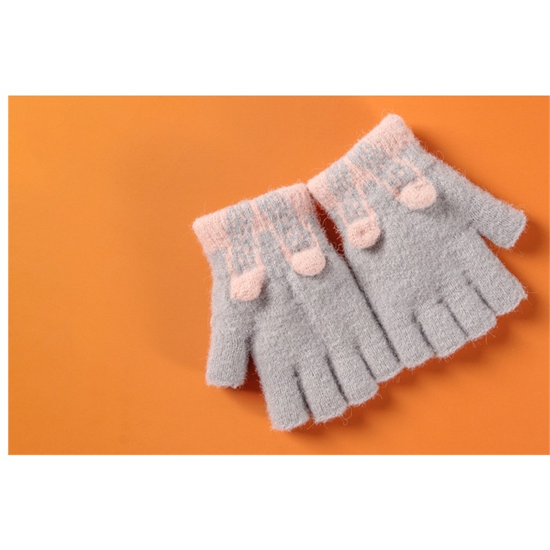 Children Gloves Factory - OEM Plush Half Finger Winter Keep Warm Gloves